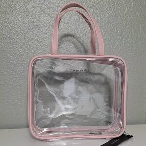 NEW Tahari Clear Tote Bag with Pink Trim- Toiletries Cosmetics Travel